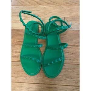 C&C California women’s Green rubber Studded ankle Strap open Sandals Size 6